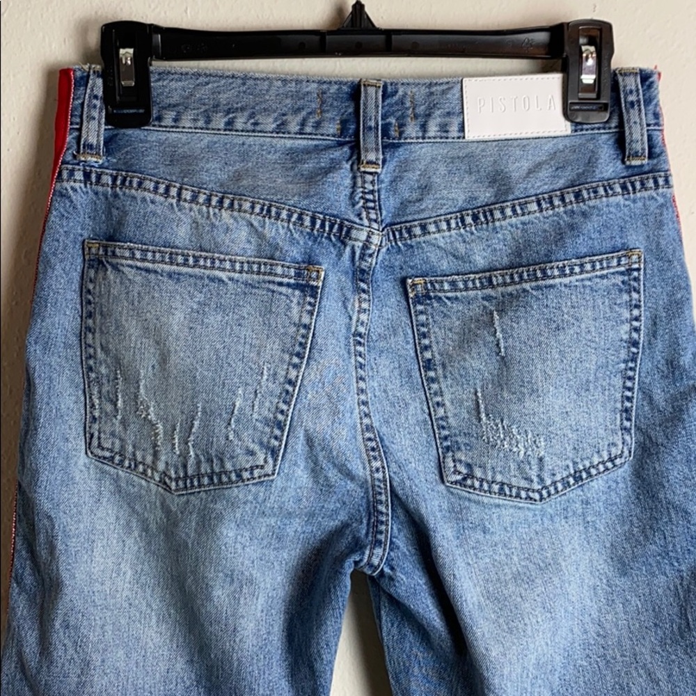 Pistola Distressed Racer Stripe Boyfriend Jeans - Picture 5 of 8